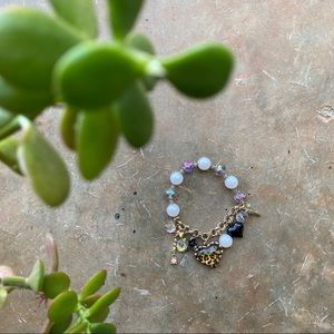 betsey johnson charm bracelet leopard print